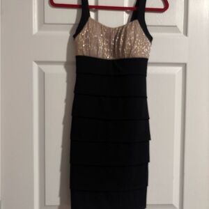 Sweet Storm Black and Gold Mini Dress